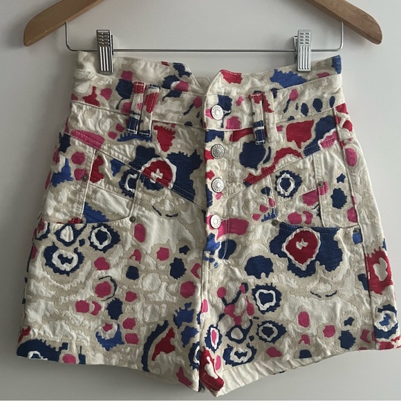 Isabel Marant Cream and Pink High Waist Shorts
